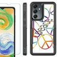 thumbnail image 1 of Heavy Duty Dual Layer Hybrid Phone Case for Samsung Galaxy S24 FE 5G with Tempered Glass Screen Protector, by OneToughShield - Colorful Peace, 1 of 4