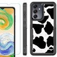 thumbnail image 1 of Heavy Duty Dual Layer Hybrid Phone Case for Samsung Galaxy S24 FE 5G with Tempered Glass Screen Protector, by OneToughShield - Cow Skin Design, 1 of 4