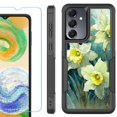 thumbnail image 1 of Heavy Duty Dual Layer Hybrid Phone Case for Samsung Galaxy S24 FE 5G with Tempered Glass Screen Protector, by OneToughShield - Daffodils, 1 of 4