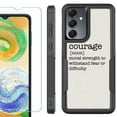 thumbnail image 1 of Heavy Duty Dual Layer Hybrid Phone Case for Samsung Galaxy S24 FE 5G with Tempered Glass Screen Protector, by OneToughShield - Dictionary/Courage, 1 of 4