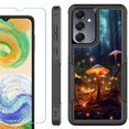 thumbnail image 1 of Heavy Duty Dual Layer Hybrid Phone Case for Samsung Galaxy S24 FE 5G with Tempered Glass Screen Protector, by OneToughShield - Fireflies Mushroom, 1 of 4