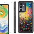thumbnail image 1 of Heavy Duty Dual Layer Hybrid Phone Case for Samsung Galaxy S24 FE 5G with Tempered Glass Screen Protector, by OneToughShield - Flower Field, 1 of 4