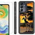 thumbnail image 1 of Heavy Duty Dual Layer Hybrid Phone Case for Samsung Galaxy S24 FE 5G with Tempered Glass Screen Protector, by OneToughShield - Giraffe Sunset, 1 of 4