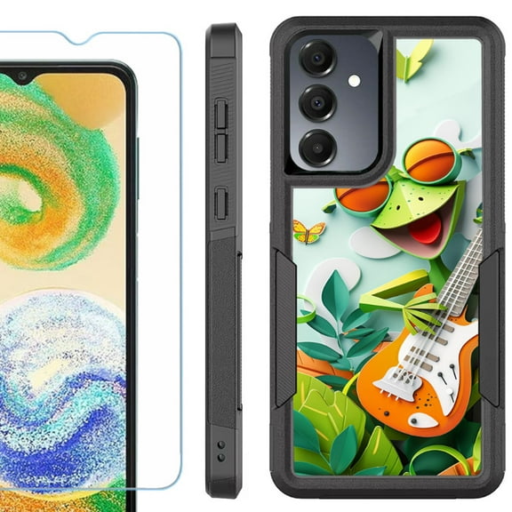 Heavy Duty Dual Layer Hybrid Phone Case for Samsung Galaxy S24 FE 5G with Tempered Glass Screen Protector, by OneToughShield – Grasshopper