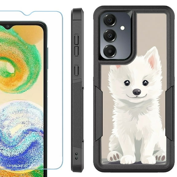 Heavy Duty Dual Layer Hybrid Phone Case for Samsung Galaxy S24 FE 5G with Tempered Glass Screen Protector, by OneToughShield - Husky Joy