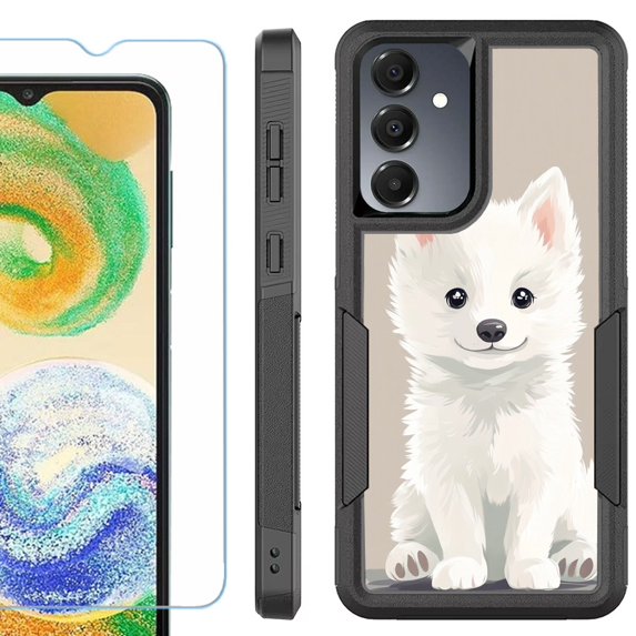 Heavy Duty Dual Layer Hybrid Phone Case for Samsung Galaxy S24 FE 5G with Tempered Glass Screen Protector, by OneToughShield - Husky Joy