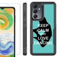 thumbnail image 1 of Heavy Duty Dual Layer Hybrid Phone Case for Samsung Galaxy S24 FE 5G with Tempered Glass Screen Protector, by OneToughShield - Keep Calm / Dancing, 1 of 4