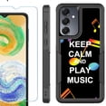 thumbnail image 1 of Heavy Duty Dual Layer Hybrid Phone Case for Samsung Galaxy S24 FE 5G with Tempered Glass Screen Protector, by OneToughShield - Keep Calm Music, 1 of 4