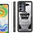 thumbnail image 1 of Heavy Duty Dual Layer Hybrid Phone Case for Samsung Galaxy S24 FE 5G with Tempered Glass Screen Protector, by OneToughShield - Keep Calm Soccer, 1 of 4