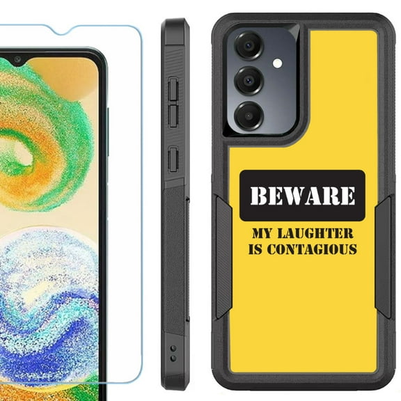 Heavy Duty Dual Layer Hybrid Phone Case for Samsung Galaxy S24 FE 5G with Tempered Glass Screen Protector, by OneToughShield - Laughter