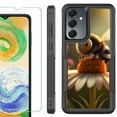 thumbnail image 1 of Heavy Duty Dual Layer Hybrid Phone Case for Samsung Galaxy S24 FE 5G with Tempered Glass Screen Protector, by OneToughShield - Little Bee, 1 of 4
