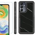 thumbnail image 1 of Heavy Duty Dual Layer Hybrid Phone Case for Samsung Galaxy S24 FE 5G with Tempered Glass Screen Protector, by OneToughShield - Marble / Black, 1 of 4
