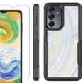 thumbnail image 1 of Heavy Duty Dual Layer Hybrid Phone Case for Samsung Galaxy S24 FE 5G with Tempered Glass Screen Protector, by OneToughShield - Marble / Rainbow, 1 of 4