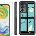 thumbnail image 1 of Heavy Duty Dual Layer Hybrid Phone Case for Samsung Galaxy S24 FE 5G with Tempered Glass Screen Protector, by OneToughShield - Moon/Cat, 1 of 4