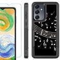 thumbnail image 1 of Heavy Duty Dual Layer Hybrid Phone Case for Samsung Galaxy S24 FE 5G with Tempered Glass Screen Protector, by OneToughShield - Music Notes / Black, 1 of 4