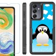 thumbnail image 1 of Heavy Duty Dual Layer Hybrid Phone Case for Samsung Galaxy S24 FE 5G with Tempered Glass Screen Protector, by OneToughShield - Penguin, 1 of 4