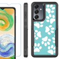 thumbnail image 1 of Heavy Duty Dual Layer Hybrid Phone Case for Samsung Galaxy S24 FE 5G with Tempered Glass Screen Protector, by OneToughShield - Pet Paw / Teal, 1 of 4