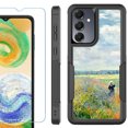 thumbnail image 1 of Heavy Duty Dual Layer Hybrid Phone Case for Samsung Galaxy S24 FE 5G with Tempered Glass Screen Protector, by OneToughShield - Poppy Field, 1 of 4