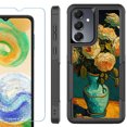 thumbnail image 1 of Heavy Duty Dual Layer Hybrid Phone Case for Samsung Galaxy S24 FE 5G with Tempered Glass Screen Protector, by OneToughShield - Roses in a vase, 1 of 4