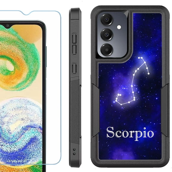 Heavy Duty Dual Layer Hybrid Phone Case for Samsung Galaxy S24 FE 5G with Tempered Glass Screen Protector, by OneToughShield - Scorpio