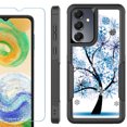 thumbnail image 1 of Heavy Duty Dual Layer Hybrid Phone Case for Samsung Galaxy S24 FE 5G with Tempered Glass Screen Protector, by OneToughShield - Snowflakes Tree, 1 of 4