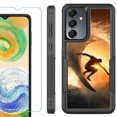 thumbnail image 1 of Heavy Duty Dual Layer Hybrid Phone Case for Samsung Galaxy S24 FE 5G with Tempered Glass Screen Protector, by OneToughShield - Surfing, 1 of 4