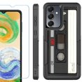thumbnail image 1 of Heavy Duty Dual Layer Hybrid Phone Case for Samsung Galaxy S24 FE 5G with Tempered Glass Screen Protector, by OneToughShield - Vintage Cassette, 1 of 4