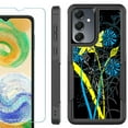 thumbnail image 1 of Heavy Duty Dual Layer Hybrid Phone Case for Samsung Galaxy S24 FE 5G with Tempered Glass Screen Protector, by OneToughShield - Wild Flowers, 1 of 4