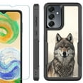 thumbnail image 1 of Heavy Duty Dual Layer Hybrid Phone Case for Samsung Galaxy S24 FE 5G with Tempered Glass Screen Protector, by OneToughShield - Wolf Snow, 1 of 4