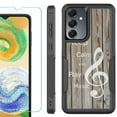 thumbnail image 1 of Heavy Duty Dual Layer Hybrid Phone Case for Samsung Galaxy S24 FE 5G with Tempered Glass Screen Protector, by OneToughShield - Wood/Music, 1 of 4