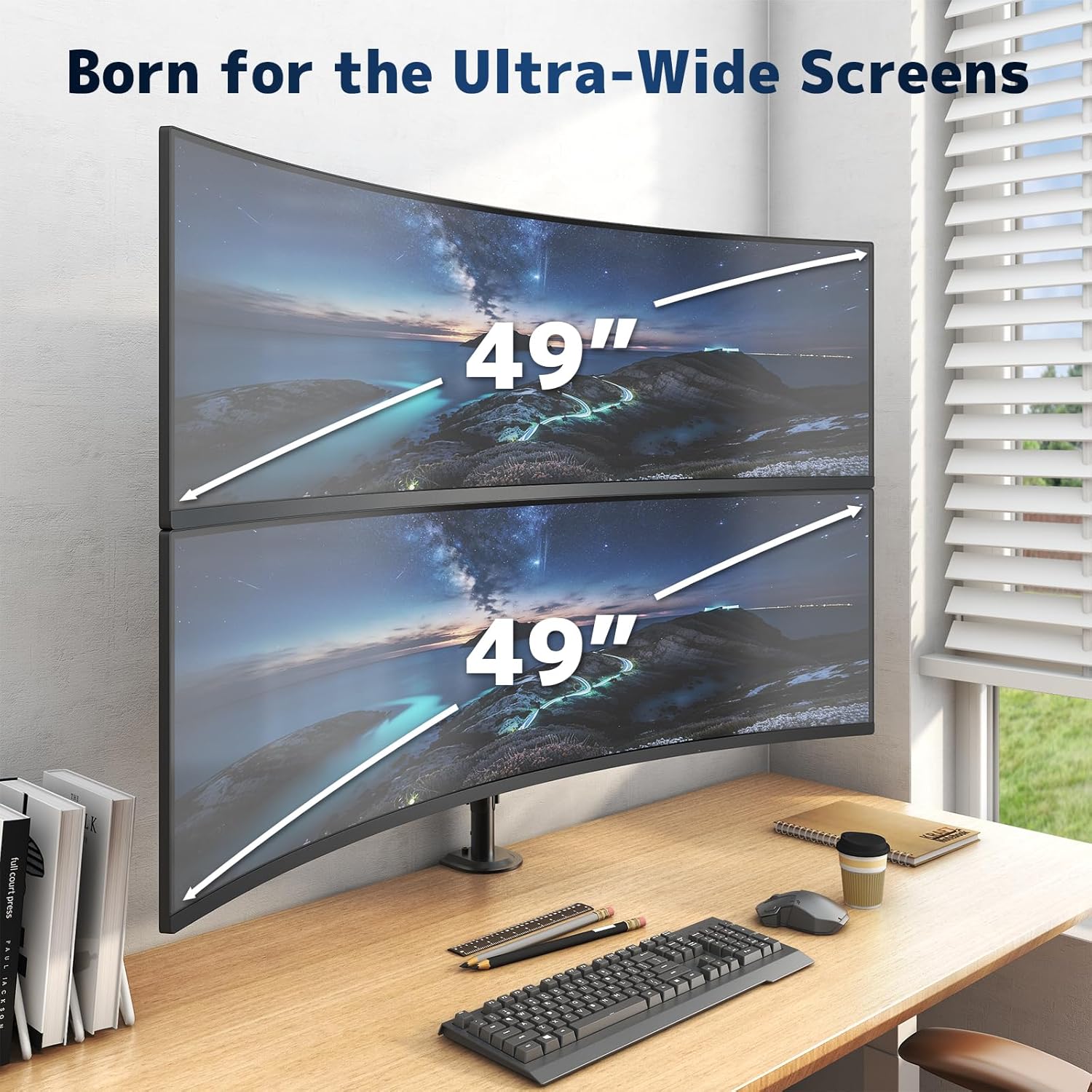 Multi Monitor Mount Stacking Heavy Duty Dual Monitor Arm for 17-49 Inch Screens - Vertical Stacking ...