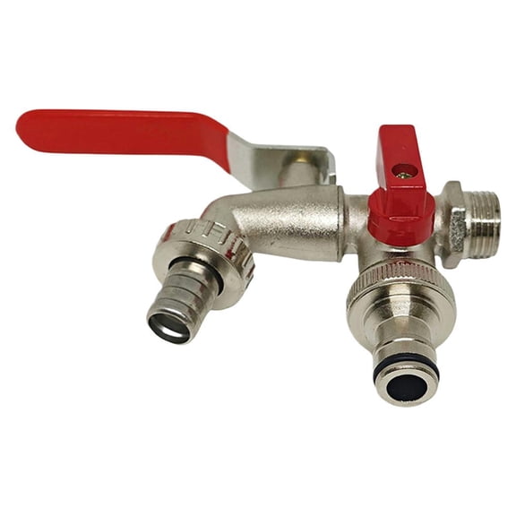 Heavy Duty Dual Tap Outside Faucet, Wall Mount Brass Water Spigot with Two 3/4 Inch Ball Valves, Freeze-Proof Replacement for Outdoor Garden, Patio, Lawn Irrigation
