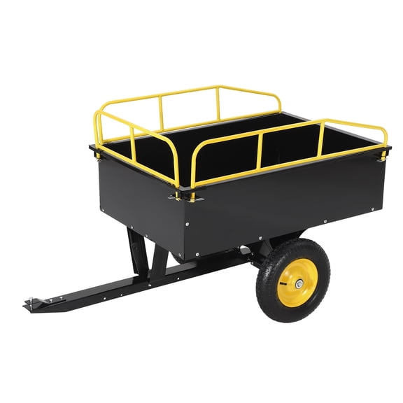 Heavy Duty Dump Cart, 750 LBS Capacity 15 Cu Ft Garden Dump Cart with Universal Hitch, Steel Utility Trailer for ATV.