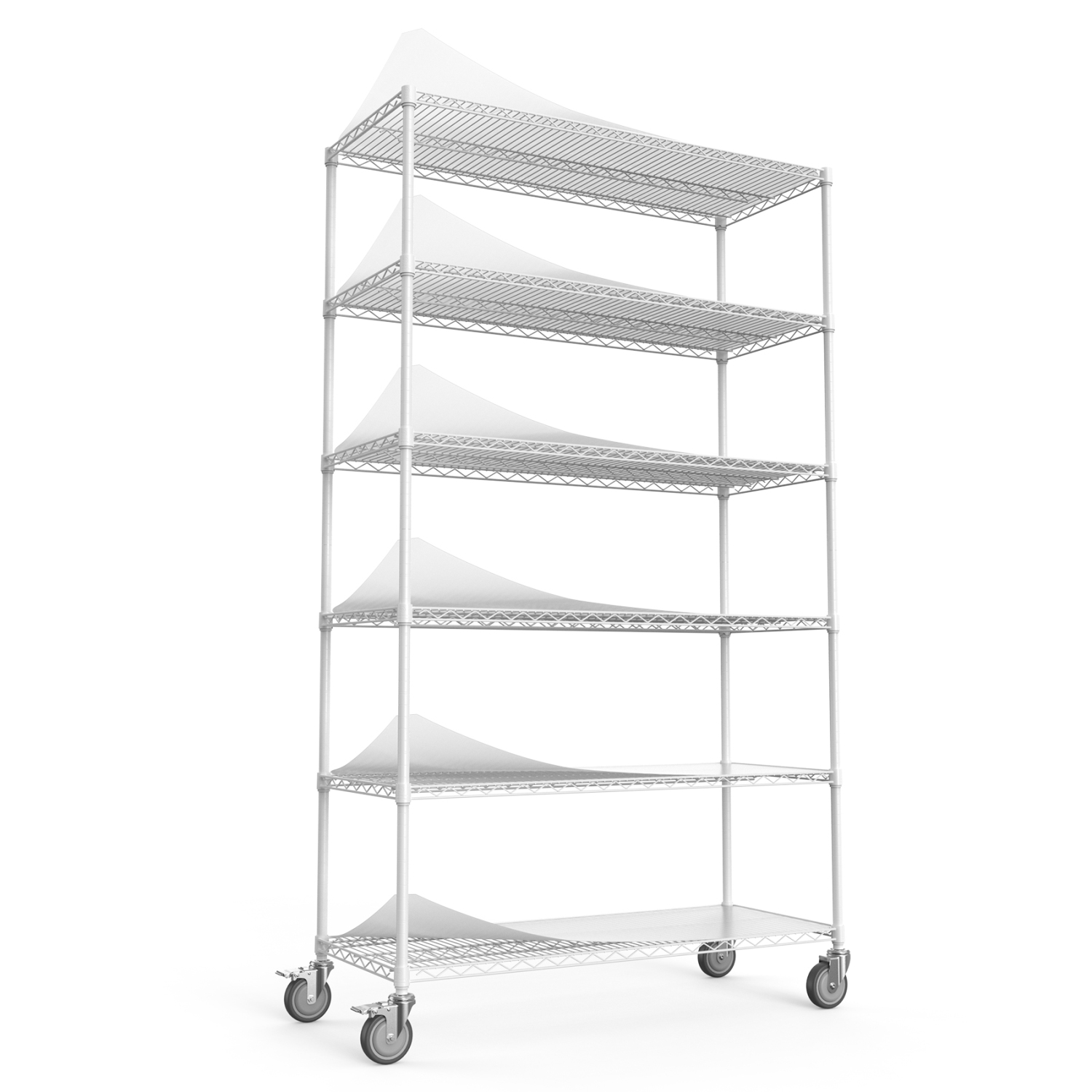 Heavy Duty Durable White Adjustable Metal Shelves with Wheels NSF