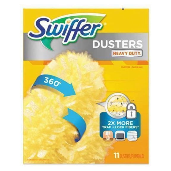 Heavy Duty Duster Refills, 2x6 Inch Dust Lock Fiber, Yellow, 33 Count - Furniture Dusting Cloths, Blind Duster Replacements, Extended Reach Duster Pads