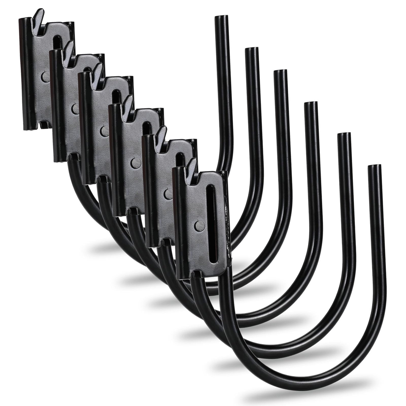 Heavy Duty E-Track J-Hooks, 5‘’ J-Hook Fit Enclosed Trailer Cargo Management Use as Shelf Bracket, Cargo Van, Pickup, Semi-Trucks Trailer Hang Tools, 6 Pack(Black)