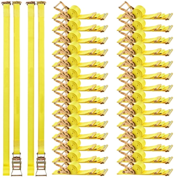 Heavy Duty E-Track Ratchet Straps 30 Pack 2 Inch x 15 ft Tie Downs 4400 lb Strength for Trailers Motorcycles Kayaks Moving Cargo