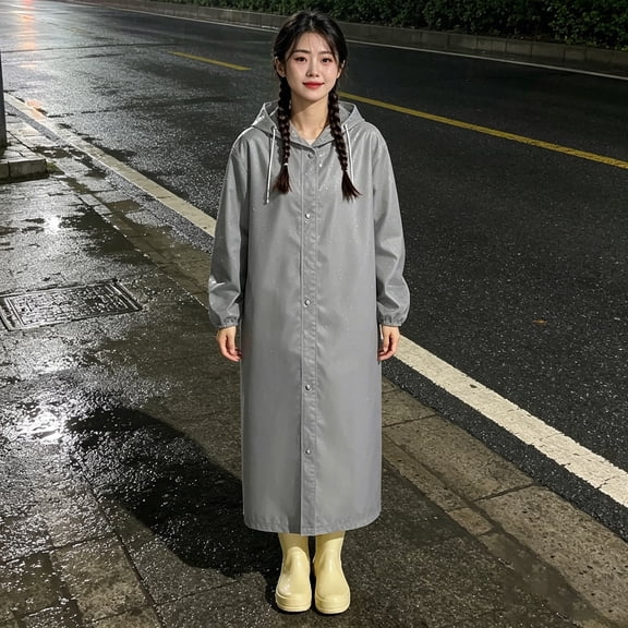 Heavy Duty EVA Cape Raincoat Cloak Reusable Outdoor Hiking Cycling Commuting Gear Portable Unisex Adult Pomkkxi with Adjustable Hood for Men and Women All Season Protection