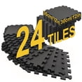 thumbnail image 1 of Heavy-Duty EVA Interlocking Floor Mats, 12x12 Inch 0.4" Thick Non-Slip Waterproof Foam Tiles, Black Puzzle Gym Flooring for Playroom, Yoga Studio, Indoor Outdoor Use (24 or 48 Tiles), 1 of 10