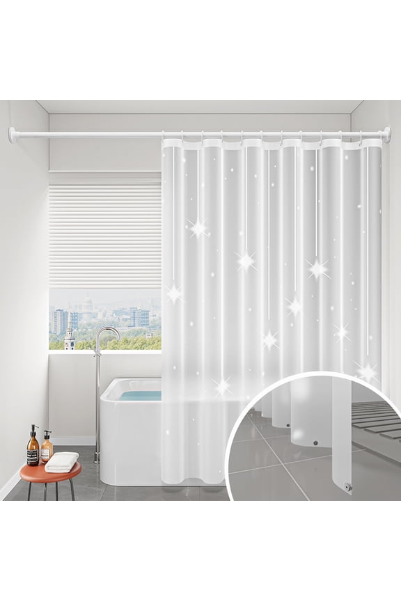 Heavy Duty EVA Shower Curtain - IPX7 Waterproof, Anti-Mildew & Machine Washable, 30x70 Inch with Rustproof Hooks (White) (Small)