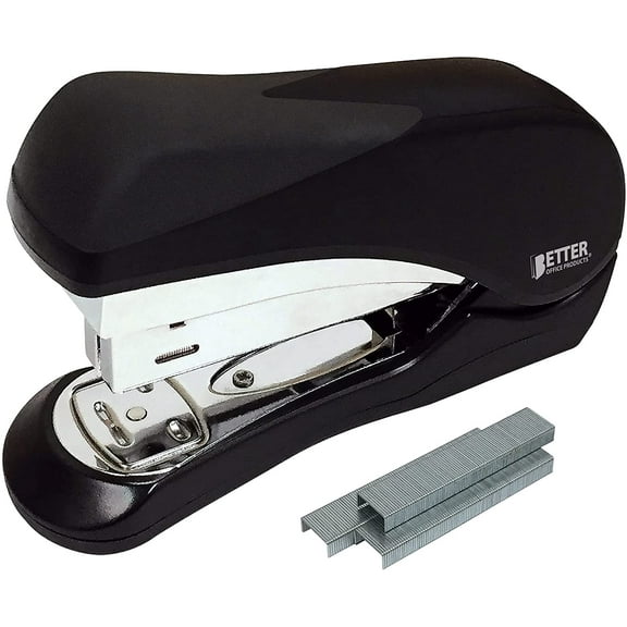 Heavy Duty Easy Grip Stapler, Effortless, with 1,000 Regular 1/4" Staples, High Capacity Compact Palm of Your Hand Size, Ergonomic Soft Grip, Better Office Products