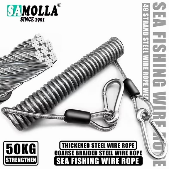 Heavy-Duty Elastic Fishing Lanyard: Universal Stainless Steel Safety Rope, 1.5-3M Telescopic Secure Gear Tether