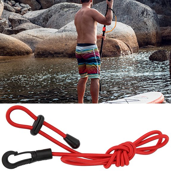 Heavy Duty Elastic Paddle Leash Lightweight Nylon Safety Tether for Kayak Canoe Fishing Rods 39 Inches / 99 cm Red
