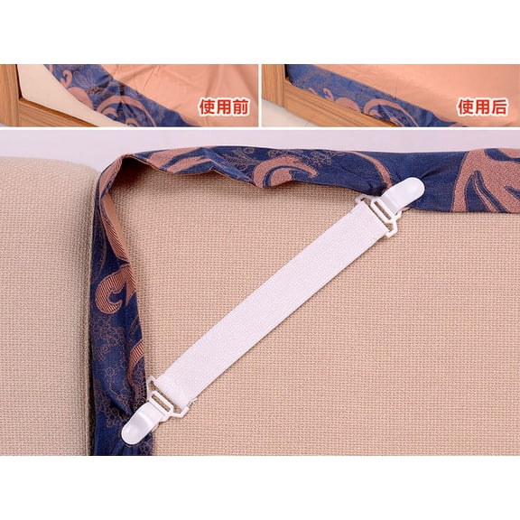 Heavy Duty Elastic Sheet Straps and Bedspread Retaining Clips 4 Piece Set 9 Inch Nylon Tension Fasteners for Secure Mattress Cover and Tablecloth Placement