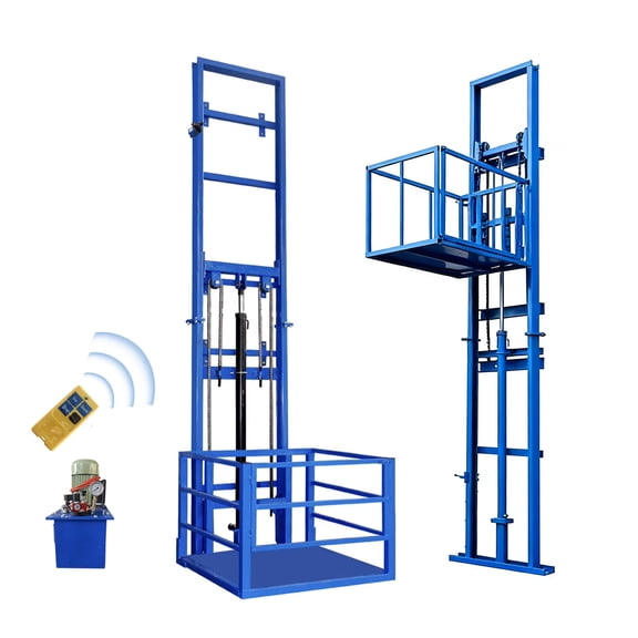 Heavy Duty Electric Hydraulic Lift Platform, 2200lbs Wall-Mounted Freight Elevator for Factory, Warehouse, and Home Use, 1500W Power Hoist System
