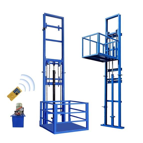 Heavy Duty Electric Hydraulic Lift Platform, 2200lbs Wall-Mounted Freight Elevator for Factory, Warehouse, and Home Use, 1500W Power Hoist System