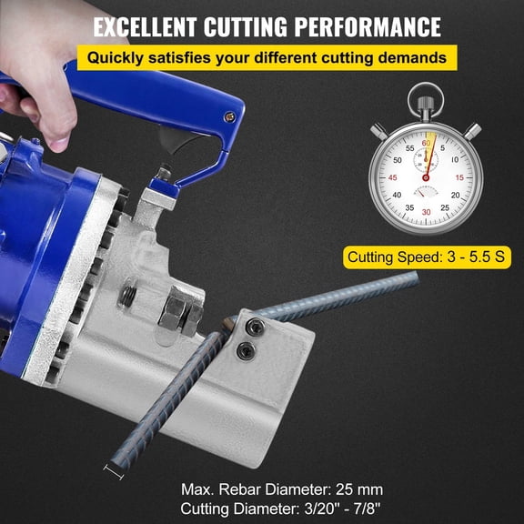 Heavy Duty Electric Hydraulic Rebar Cutter 1.7KW 110V, Fast 5 Second Cutting for 1 Inch 25mm Rebar, Adjustable Alloy Steel Blade