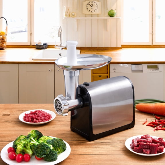 Heavy-Duty Electric Meat Grinder and Sausage Stuffer, 3-in-1 Home Kitchen Meat Processor with Multiple Blades and Plates for Beef, Chicken, and Vegetables, Includes Kubbe Attachment,