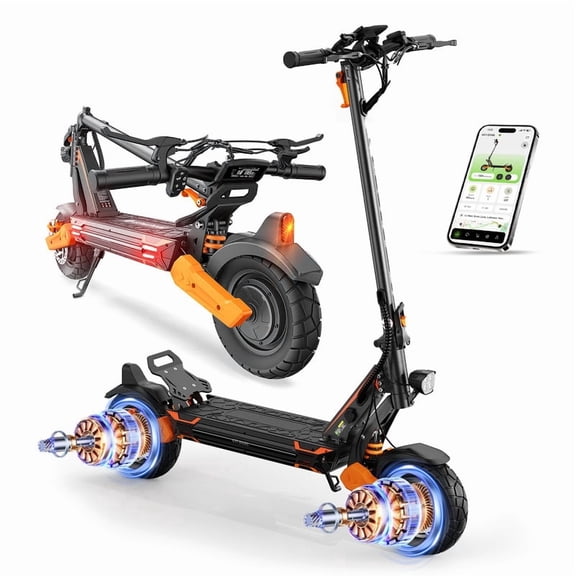Heavy Duty Electric Scooter for Adults, Dual 800W Motors,32 mph & 35 Mile Range, 10" Pneumatic Off-Road Tires, Front & Rear Suspension, Foldable E-Scooter with App Control and LED Turn Signals