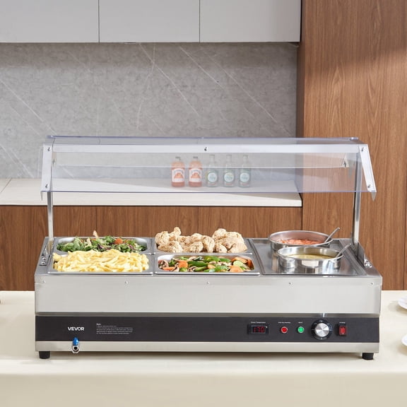 Heavy-Duty Electric Soup Warmer Station: 2 Soup Kettles & 4 Bains-Marie with Removable Lids